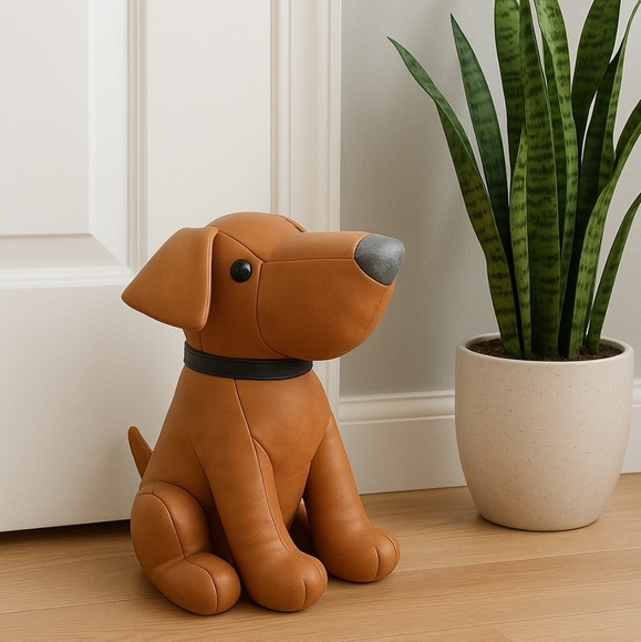 Taylor & Olive Logan Modern Resin/Leather Sitting Dog Door Stopper - Picture 1 of 10